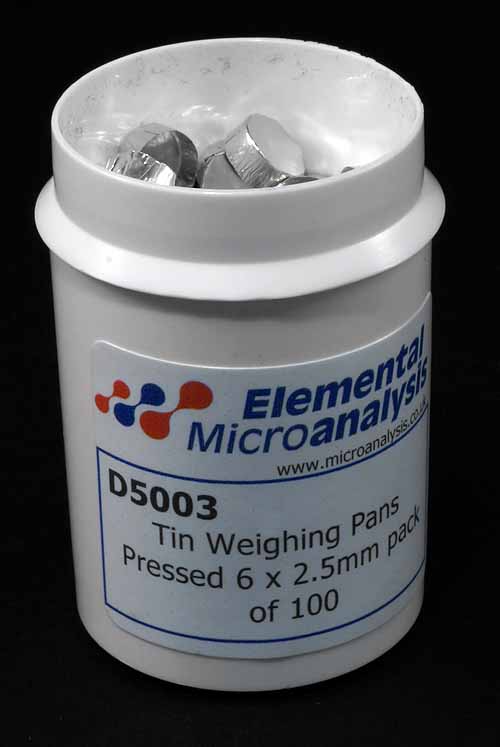 Tin Weighing Pans Pressed Standard Weight 2.5 x 6mm pack of 100